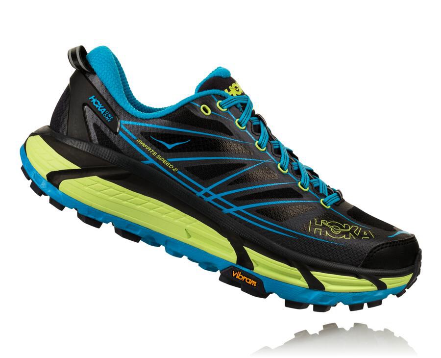 Tenis Trail Hoka One One Masculino Pretas/Azuis - Mafate Speed 2 - 624-YRBTIJ